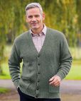 Mens Fern Green Shetland Cardigan