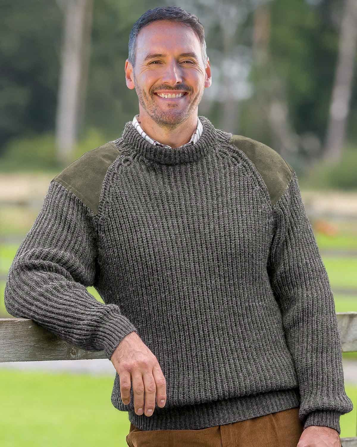 O'Connell's Irish Fisherman Aran Sweater - Green - Men's Clothing,  Traditional Natural shouldered clothing, preppy apparel