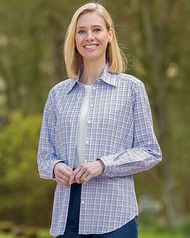 Carol Pure Cotton Long Sleeved Checked Blouse