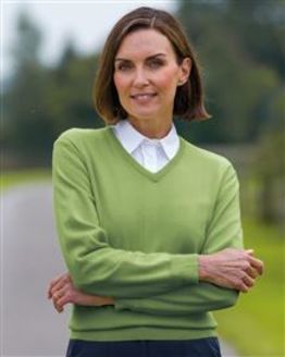 Ladies Merino V Neck Kiwi Sweater