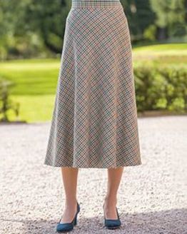 Peebles Wool Blend Checked Bias Skirt