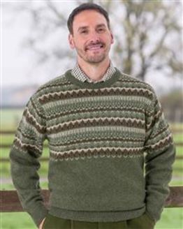 Mens Shetland Fairisle Crew Neck Jumper