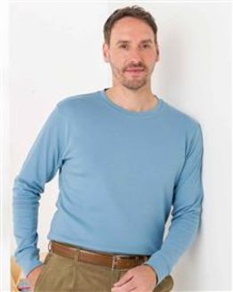 Mens Pure Cotton Long Sleeve Crew Neck T-Shirt