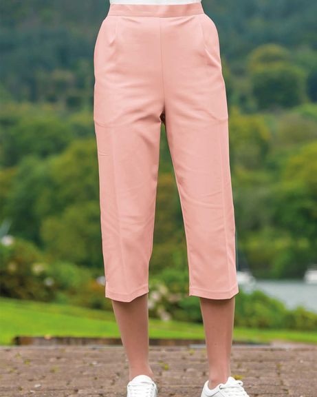 Easycare Cropped Pull On Coral Trousers