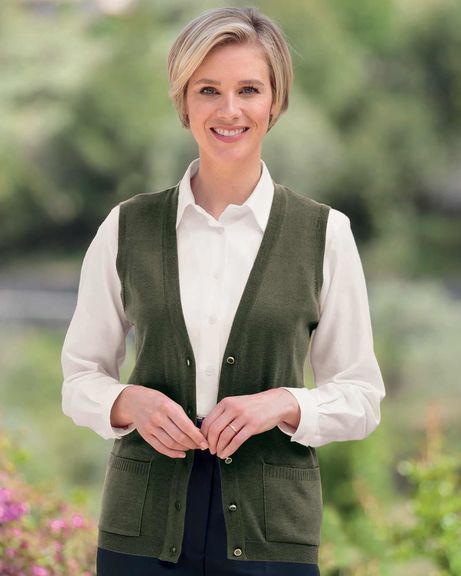 Ladies Olive Green Merino Waistcoat