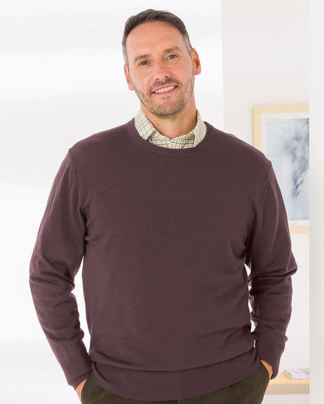 Merino Wool Crew Neck Rasin Jumper 