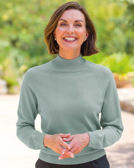 Merino Wool Opal Green Turtle Neck Jumper