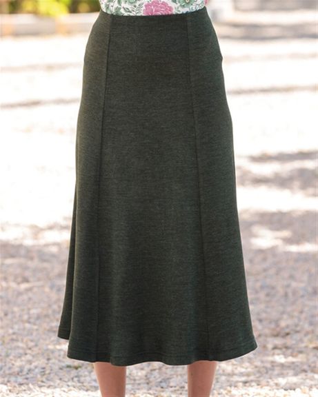 Wool Blend Pull on Moss Green Skirt