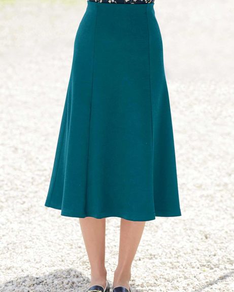 Wool Blend Pull on Peacock Skirt