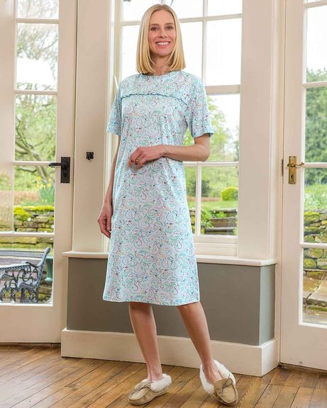 Kayla Patterned Short Sleeve Cotton Nightdress