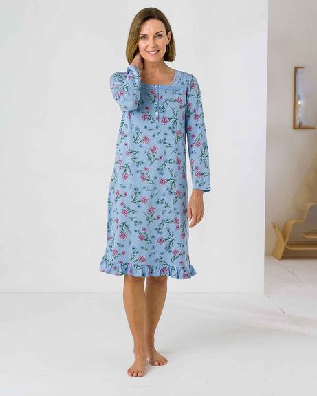 Caroline Floral Long Sleeve Cotton Jersey Nightdress