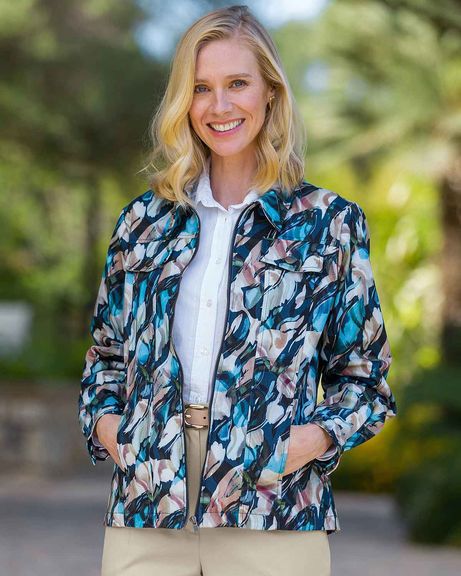 Lexi Patterned Cotton Twill Zipped Jacket