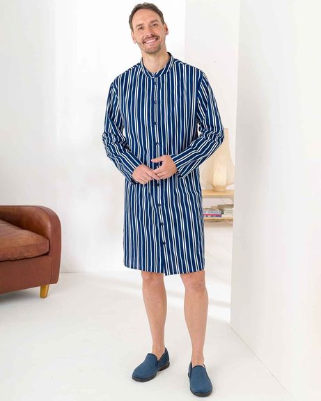 Mens Alexander Pure Cotton Long Sleeved Nightshirt