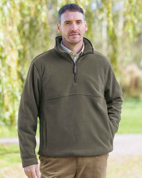 Mens Oban Half Zip Overhead Olive Green Fleece