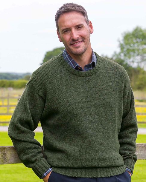 Mens Shetland Crew Neck Jumper, Shetland wool sweater