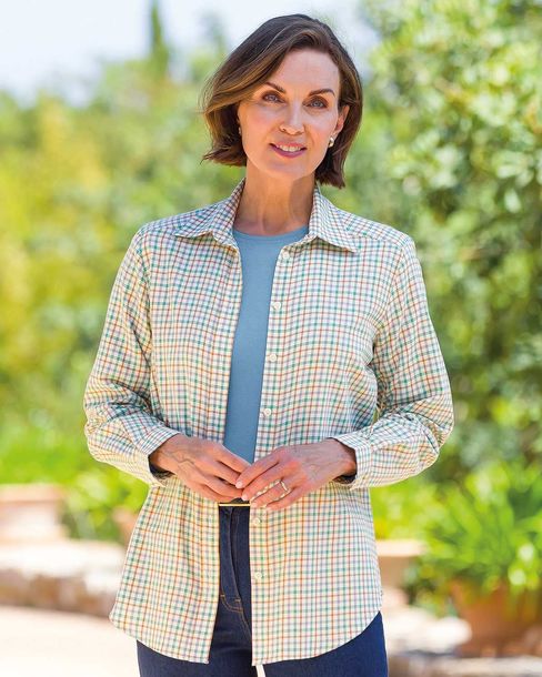 Liv Soft Handle Checked Long Sleeve Ladies Blouse | James Meade