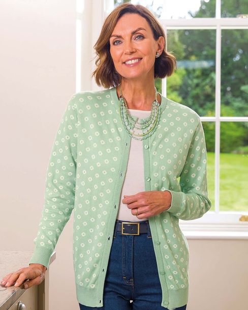 Darcy Jacquard Ladies Pure Cotton Cardigan | James Meade